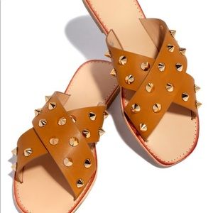 Tan studded slides